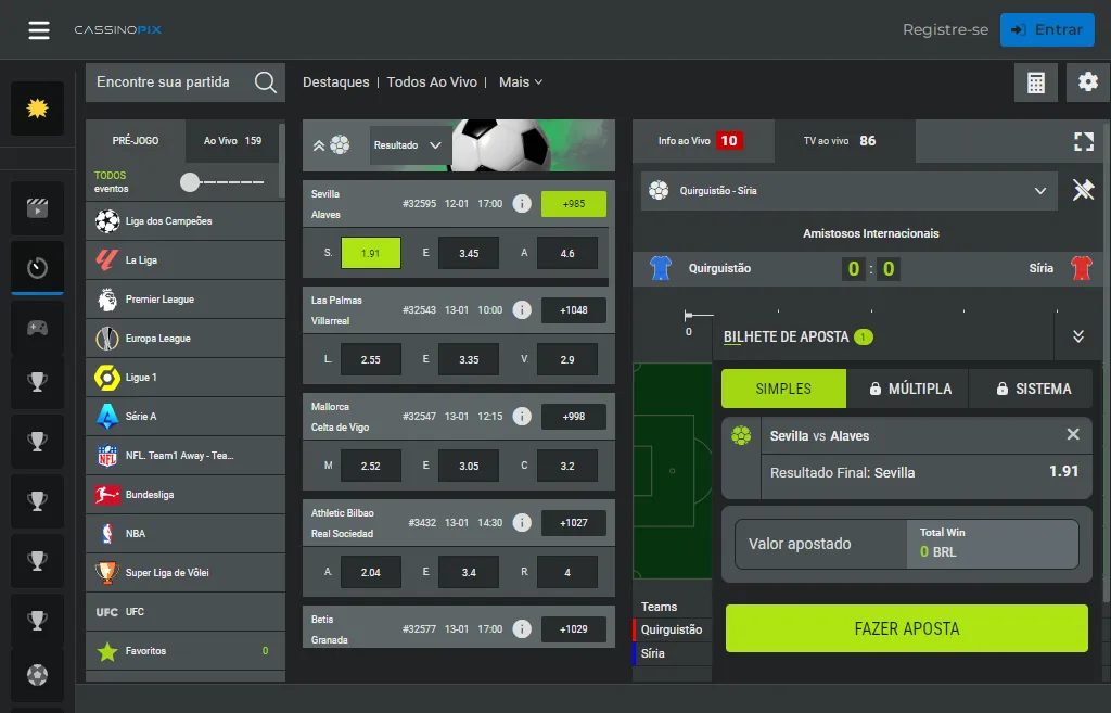 Sports Betting at Pix Casino