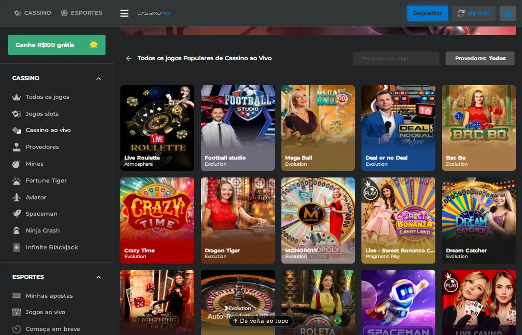 Live Casino Casino Pix